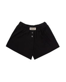 Beige Label Button Shorts - Black