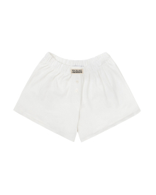 Beige Label Button Shorts - Ivory