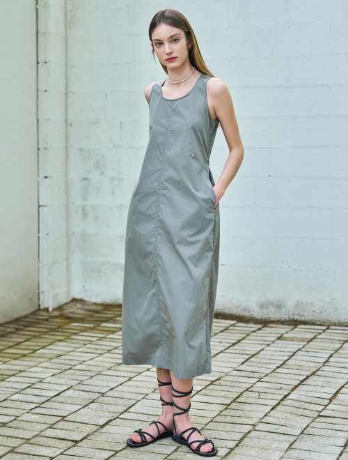 Musinsa general idea nylon sleeveless long dress sand grey wbd2l15506