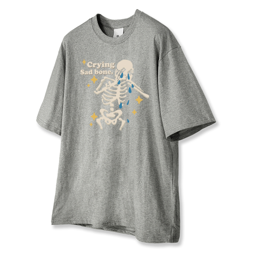 MUSINSA | NOTUSUAL Crying Bone Short Sleeve T-shirt [GRAY]