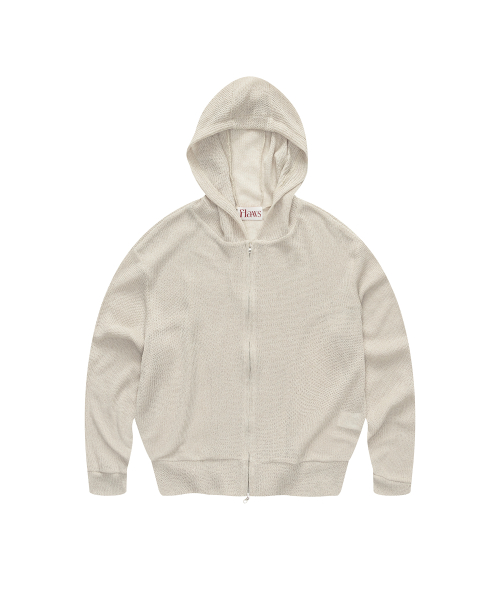 Lightweight Knitted Hood Zip Up [BEIGE]
