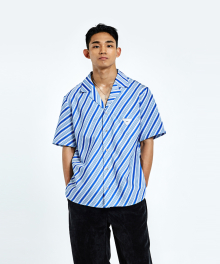 Stripe Half shirt - Ocean Blue