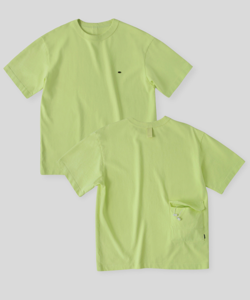 MUSINSA LAFUDGESTORE Back Pocket High Density Hard Cotton T Shirt Neon Green