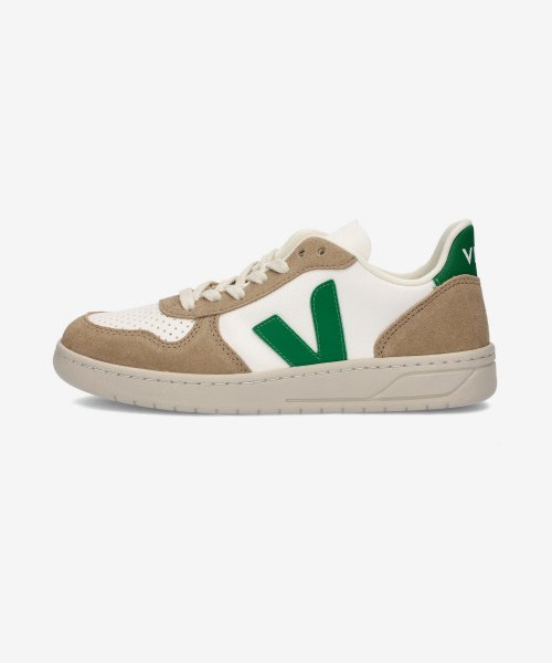 MUSINSA | VEJA V10 Leather Sneakers - White: Emerald: Sahara / VX0503146