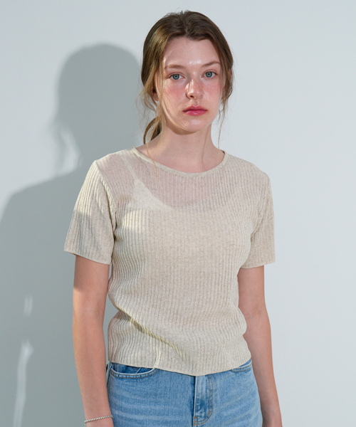 See-Through Round Ribbed половинка трикотаж (Linen)