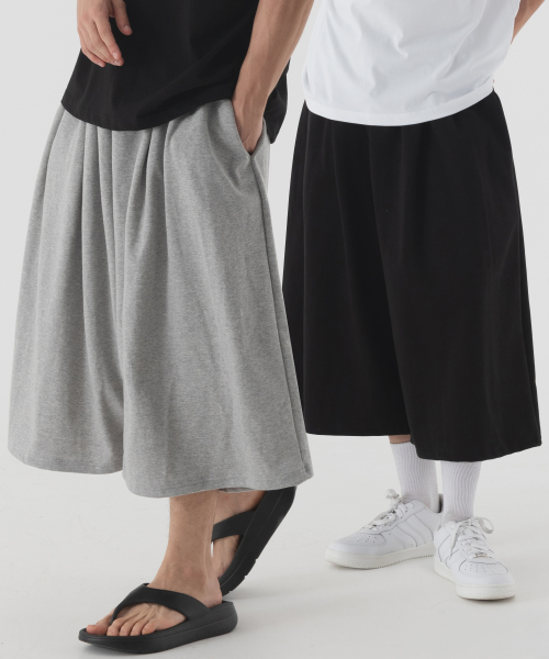 [2 PACK] super широкий sweat bermuda брюки (2color)