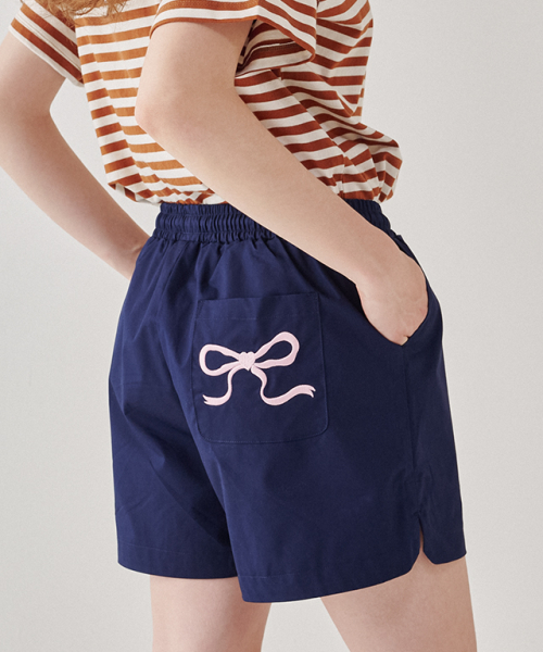 론론(RONRON) BACK POCKET RIBBON BANDING SHORTS NAVY - 사이즈