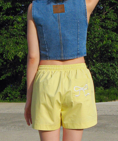 ★RONRON ★BACK POCKET RIBBON BANDING SHORTS BACK POCKET RIBBON BANDING SHORTS BLACK - RONRON 론론