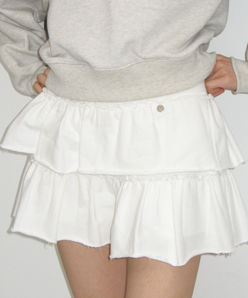 론론(RONRON) CANCAN RUFFLE PANTSKIRT WHITE - 사이즈 & 후기