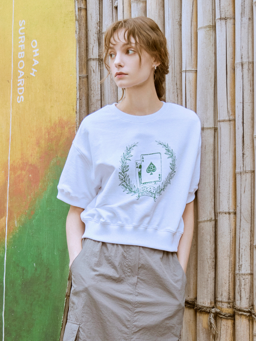 Graphic половинка sleeve sweat-shirt (2color)