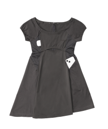 Capsleeve Slit Mini Dress / Charcoal