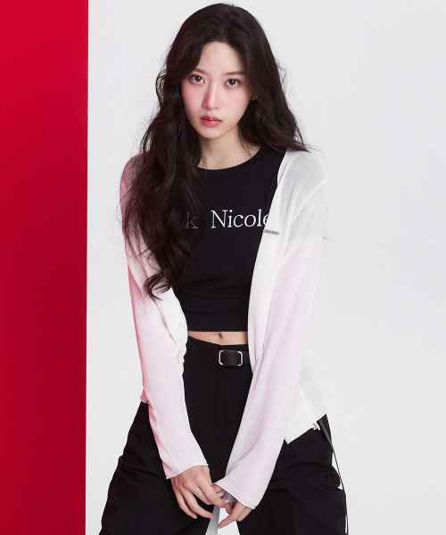 닉앤니콜(NICK&NICOLE) SHEER LONG SLEEVE CARDIGAN_IVORY