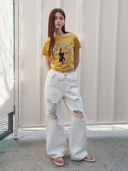 ★RAIVE★ Destroyed Color Denim Pants in White VJ4ML17201 레이브(RAIVE) Destroyed Color Denim Pants in White VJ4ML172