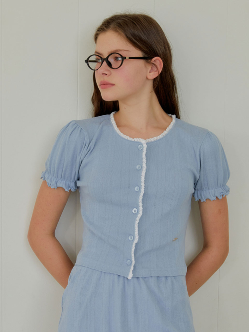 LACE HALF CARDIGAN_SKY BLUE