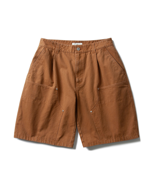 DOUBLE KNEE STONE SHORTS (CAMEL)