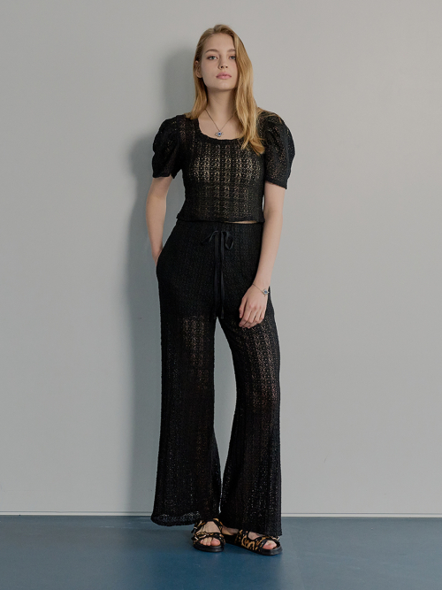 Кружевные широкие брюки FIA (Black)