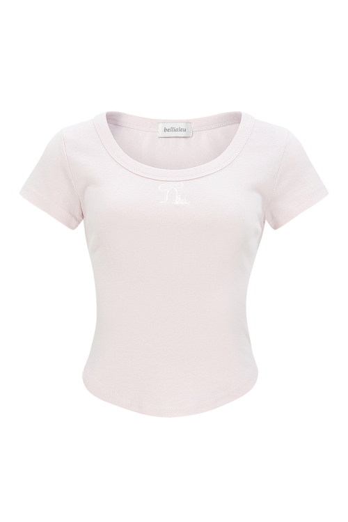 【BELLIALEU】Ribbon logo half tee Pink 벨리아르(BELLIALEU) RIBBON LOGO HALF TEE-PINK - 사이즈