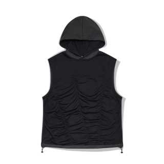 포스333(PHOS333) Shirring Sleeveless Hoodie/Black 상품 이미지