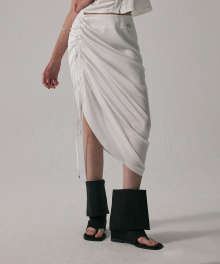 Shirring Strap Long Skirt [ White ]
