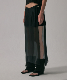 See-Through V Low-Waist Mini Skirt [ Black ]