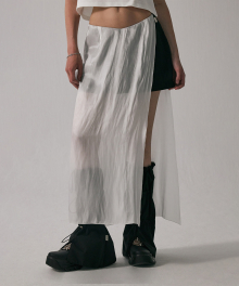 See-Through V Low-Waist Mini Skirt [ White ]