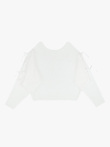 CUT OUT RIBBON SUMMER KNIT_WHITE