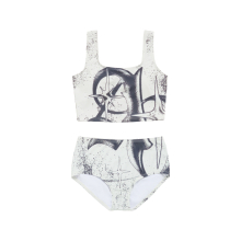 SYMBOL FULL PRINTING HIGH WAIST BIKINI SET UP CREAM