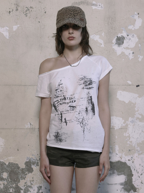 トップス Bohemian Seoul FUNKY SCOOP NECK TEE BOHEMIAN SEOUL】BOHEMSEO FUNKY SCOOP NECK TEE CONCH 24SS