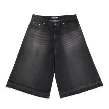 WIDE DENIM SHORTS DARK GREY