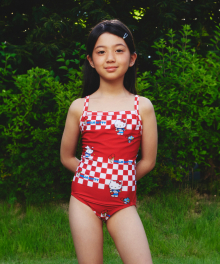 I  Love Pingpong Kids One-piece swimsuit - Apple Red