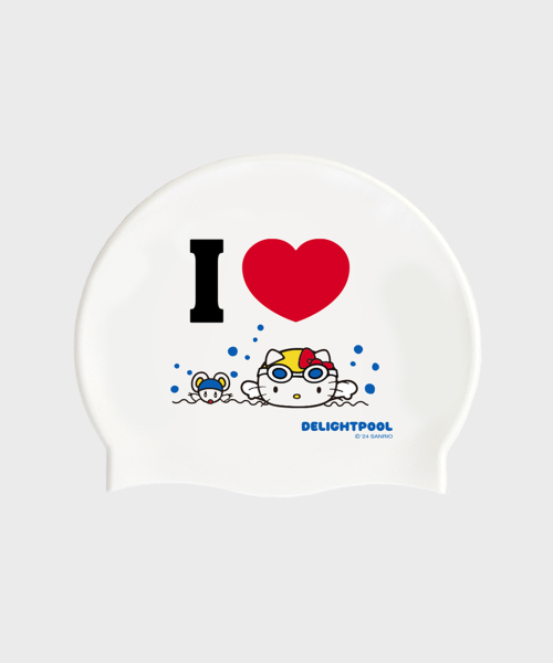 딜라잇풀() I  Love Swimming Swim Cap - White 상품 이미지