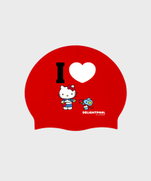 I Love Pingpong Swim Cap - Red
