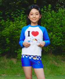 I Love Swimming Kids Water Shorts - Blue Wave