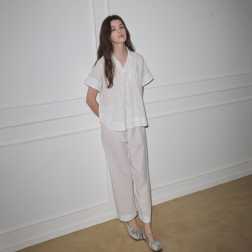 MJ_Elegant pleats pajamas_WHITE