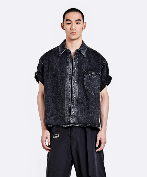 Triangle denim Half рубашка - Washed чёрный