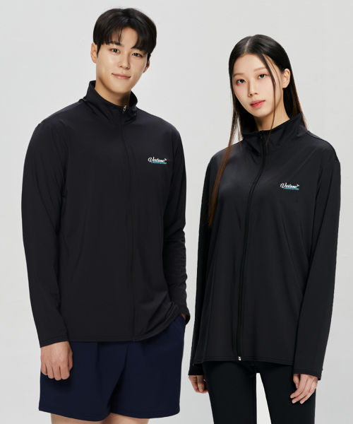 свободный крой Zip-Up Rash Guard чёрный