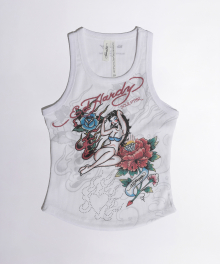 [Sculptor X Ed Hardy] Rib Tank Top White