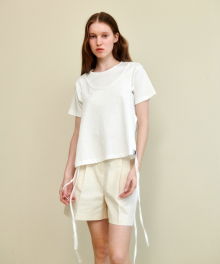 [WOMAN] LAYERED DOUBLE T-SHIRT WHITE