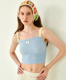 [WOMAN] DAISY SLEEVELESS TANK TOP RIBBON DECORATION BABY BLUE