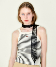 [WOMAN] BABY LESSER PANDA STRIPE RIB TANK TOP BLACK