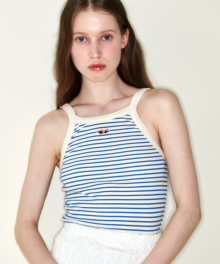 [WOMAN] BABY LESSER PANDA STRIPE RIB TANK TOP BLUE