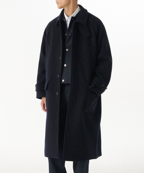 무신사 스탠다드() 울 블렌드 오버사이즈 머프 발마칸 코트 [네이비] 상품 이미지