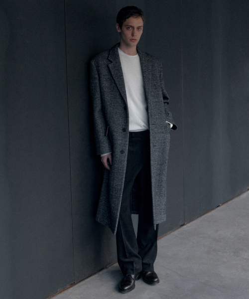 Длинное пальто MANTECO в елочку с широкими плечами [Dark Gray]