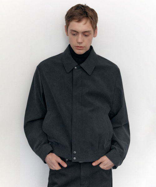 Вельветовый минималистичный блузон 14W [Iron Grey]