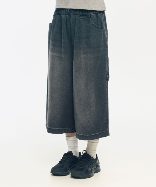 Широкие джинсовые шорты-бермуды карпентер_Black Denim
