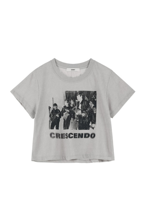 다이닛(DEINET) CRESCENDO GRAPHICS CROPPED T-SHIRT IN GREY 다이닛(DEINET) CRESCENDO GRAPHICS CROPPED T-SHIRT IN GREY