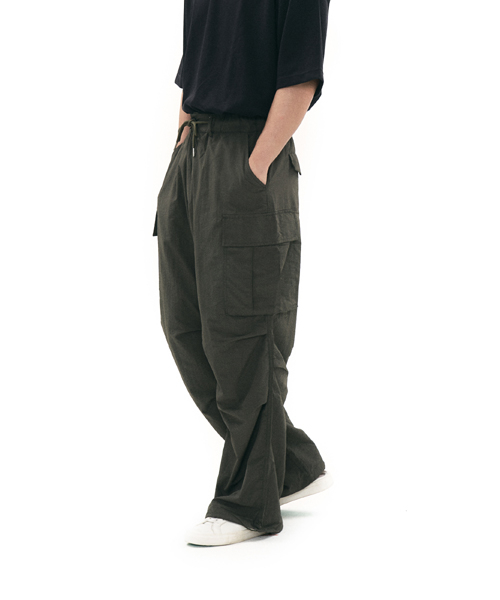 Нейлоновые брюки карго на завязках (Khaki)