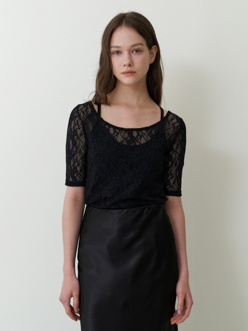 layered lace top black