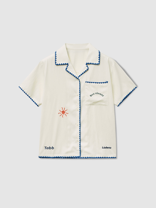 Ludens Open Collar Shirt_Ivory