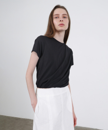 Balloon Cropped T-shirt  - Black